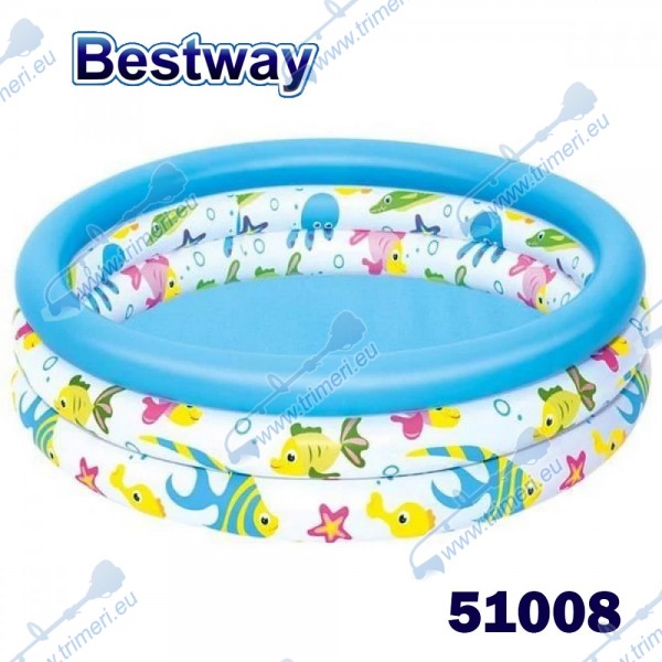 Басейн надуваем, детски, 100x25 см, Bestway 51008 Ocean Life