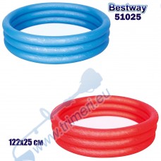 Детски надуваем басейн, 122x25 см, Bestway 51025, два цвята (син / червен)