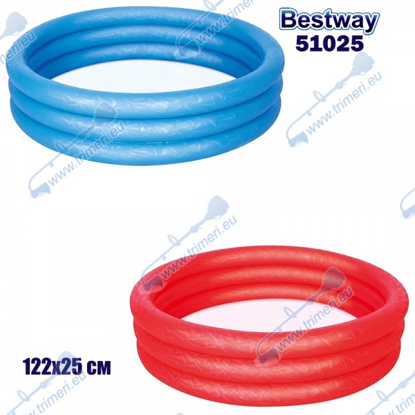Детски надуваем басейн, 122x25 см, Bestway 51025, два цвята (син / червен)