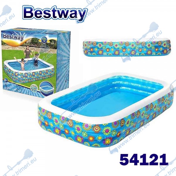 Детски надуваем басейн, 305x183x56 см, Bestway 54121 Flowers