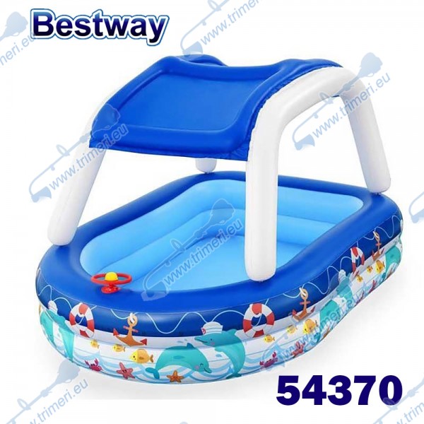 Детски надуваем басейн със сенник 213x155x132 см, Bestway 54370 Sea Captain