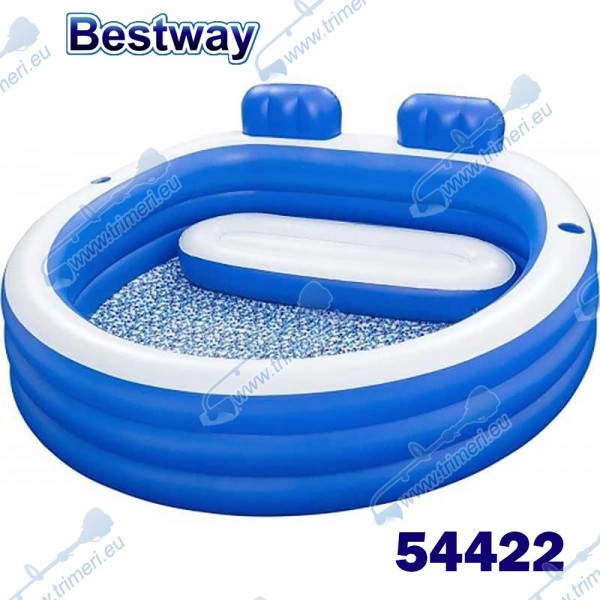Басейн надуваем, 231x219x79 см, Bestway 54422 Splash Paradise, със седалка, облегалки и поставки за чаши