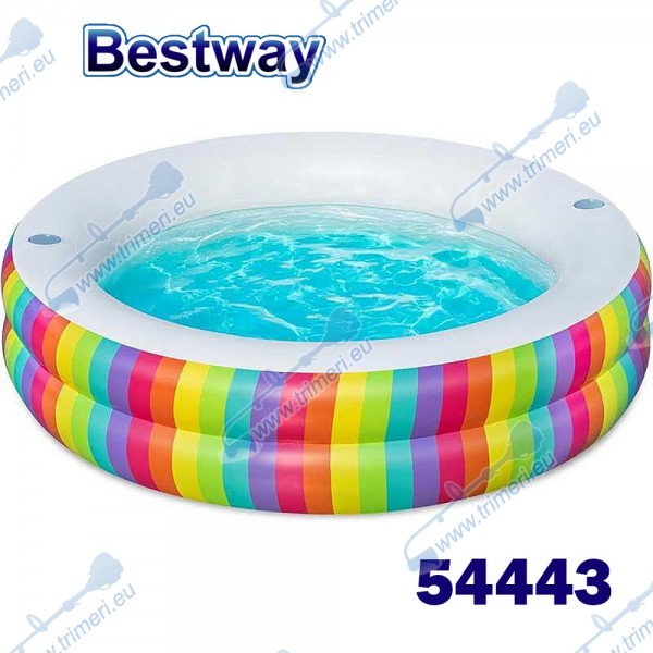 Детски надуваем басейн, 206x51 см, Bestway 54443 Rainbow Dreams, с поставки за чаши