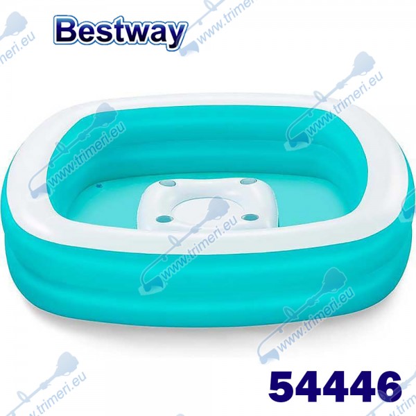 Надуваем басейн, 218x218x48 см, Bestway 54446 Sipping Summer, с масичка и поставки за чаши