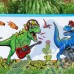 Басейн детски, кръгъл, твърд борд, 244x46 см, Bestway 55001 Dinosaur Fill'N Fun