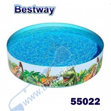 Басейн детски, кръгъл, твърд борд, 183x38 см, Bestway 55022 DINO