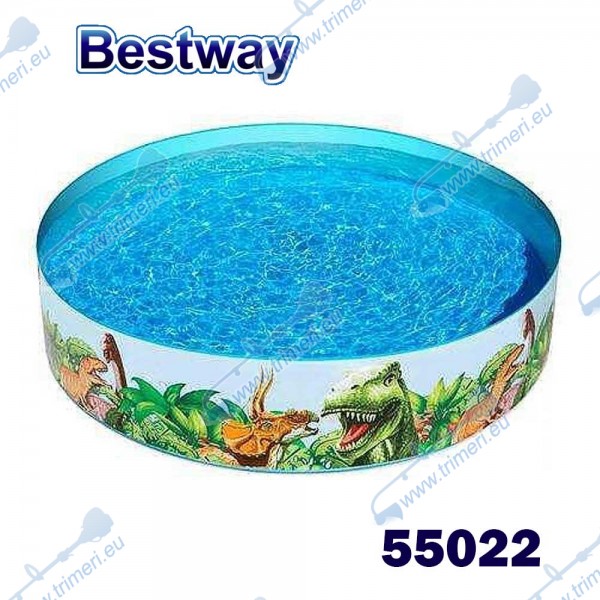 Басейн детски, кръгъл, твърд борд, 183x38 см, Bestway 55022 DINO