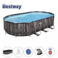 Басейн с мет. конструкция Bestway 5611R Power Steel, 610x366x122см, с филтър, стълба, покривало и диспенсър