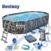 Басейн с мет. конструкция Bestway 5611R Power Steel, 610x366x122см, с филтър, стълба, покривало и диспенсър