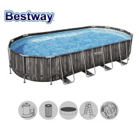 Басейн с мет. конструкция Bestway 5611T Power Steel, 732x366x122см, с филтър, стълба, покривало и диспенсър