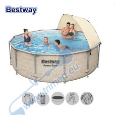Басейн с мет. конструкция Bestway 5614v Power Steel, 396x107см, с филтър, стълба, покривало и диспенсър