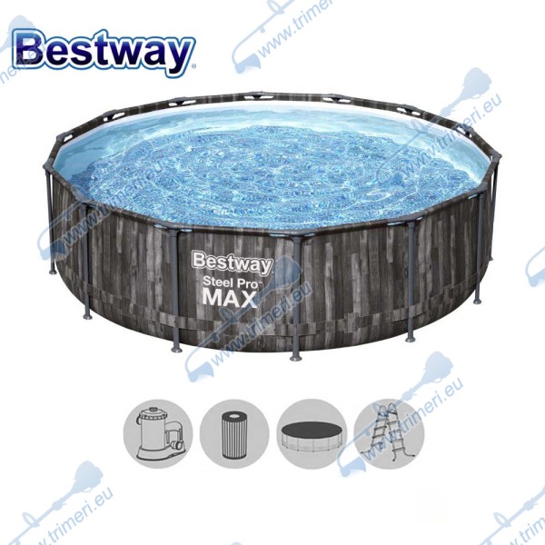 Басейн с мет. конструкция Bestway 5614Z Steel Pro Max, 427x107см, с филтър, стълба и покривало