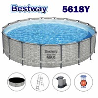 Басейн с конструкция, сглобяем, 549x122см, Bestway 5618Y Steel Pro Max, с филтърна помпа, стълба и покривало