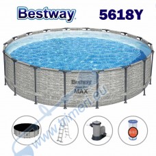 Басейн с конструкция, сглобяем, 549x122см, Bestway 5618Y Steel Pro Max, с филтърна помпа, стълба и покривало