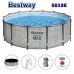 Басейн с метална конструкция, шарка камък, 488x122см, Bestway 5619E Steel Pro Max, с филтърна помпа, стълба и покривало