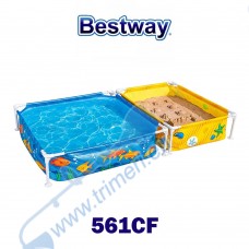 Басейн с метална конструкция, детски, с пясъчник, 213x122x30.5см, Bestway 561CF