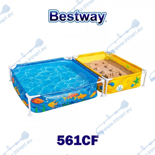 Басейн с метална конструкция, детски, с пясъчник, 213x122x30.5см, Bestway 561CF