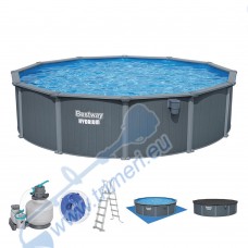 Басейн с твърди стени Bestway 561CS Hydrium 550x130 см - с филтърна помпа, стълба, подложка, покривало и диспенсър