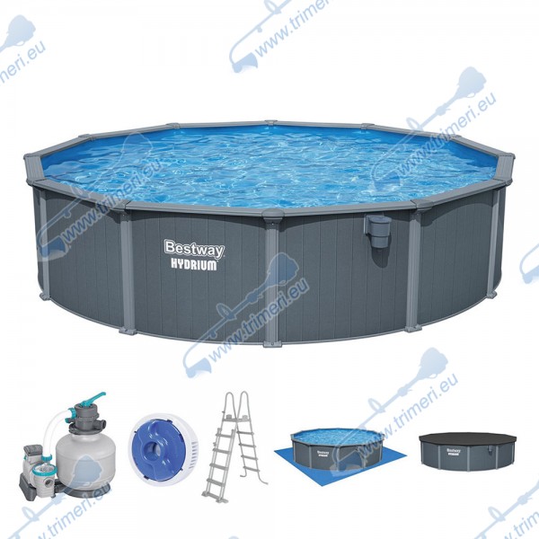 Басейн с твърди стени Bestway 561CS Hydrium 550x130 см - с филтърна помпа, стълба, подложка, покривало и диспенсър