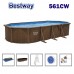 Басейн с метална конструкция, овален, Bestway 561CW Hydrium, 730x360x130см, с филтърна помпа, стълба, подложка, покривало и диспенсър
