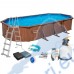 Басейн с метална конструкция, овален, Bestway 561CW Hydrium, 730x360x130см, с филтърна помпа, стълба, подложка, покривало и диспенсър