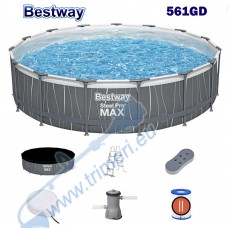 Басейн с конструкция, сглобяем, 457x107 см, Bestway 561GD Steel Pro MAX, с филтърна помпа, стълба, LED осветление