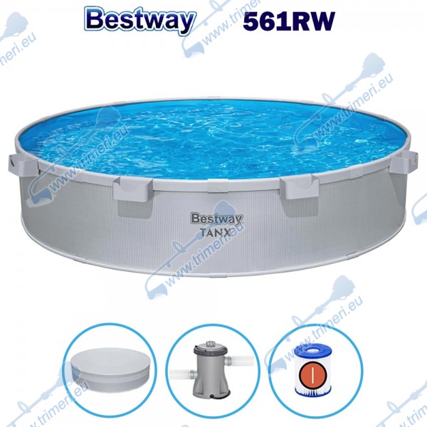 Басейн с твърди стени Bestway 561RW Tanx, 305x61см, с филтърна помпа и покривало
