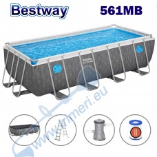Басейн с конструкция, сглобяем, 488x244x122 см, Bestway 561MB Steel Pro MAX, с филтърна помпа, стълба и покривало