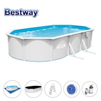 Басейн с твърди страници Bestway 56369 Hydrium, 610x360x120см, с филтър, стълба, подложка, покривало и диспенсър