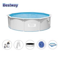 Басейн с твърди страни и конструкция Bestway 56384 Hydrium, 460x120см, с филтър, стълба, подложка, покривало и диспенсър