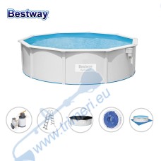 Басейн с твърди страни и конструкция Bestway 56384 Hydrium, 460x120см, с филтър, стълба, подложка, покривало и диспенсър