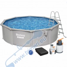 Басейн с твърди страни и конструкция Bestway 56384 Hydrium, 460x120 см - с филтърна помпа, стълба, подложка, покривало и диспенсър