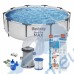 Басейн с мет. конструкция, семеен, сглобяем, 305x76см, Bestway 56408 Steel Pro Max, с филтърна помпа