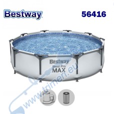 Басейн сглобяем с мет. конструкция и филтърна помпа Bestway 56416 Steel Pro Max, 366x76см