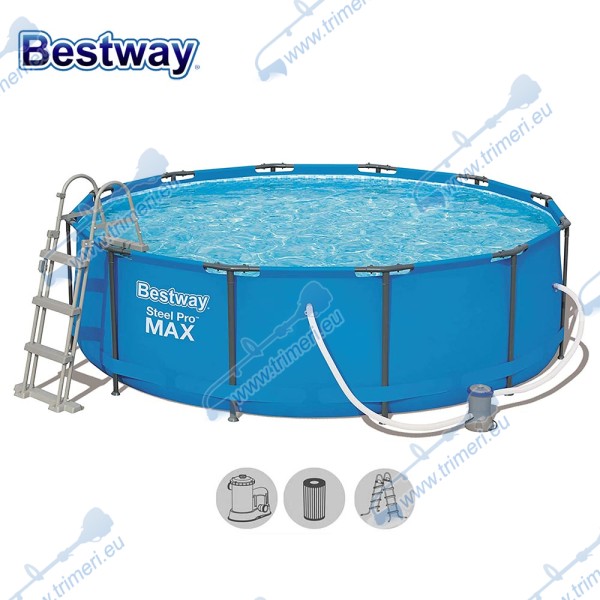 Басейн с мет. конструкция Bestway 56418 Steel Pro Max с филтър и стълба, 366x100см