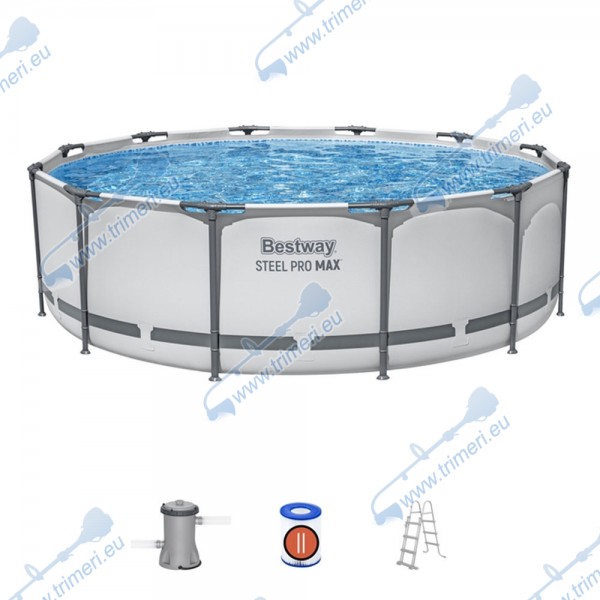 Басейн с мет. конструкция Bestway 56418 Steel Pro Max с филтър и стълба, 366x100см