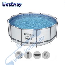 Басейн с мет. конструкция Bestway 56420 Steel Pro Max, 366x122см, с филтърна помпа, стълба, и покривало