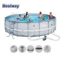 Басейн с мет. конструкция Bestway 56427 Power Steel, 549x132см, с филтър, стълба, подложка и покривало