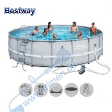 Басейн с мет. конструкция Bestway 56427 Power Steel, 549x132см, с филтър, стълба, подложка и покривало