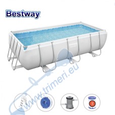 Басейн с мет. конструкция, Bestway 56441 Power Steel Frame, 404x201x100см, с филтър, стълба и диспенсър