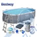 Басейн с мет. конструкция, Bestway 56448 Power Steel, 488x305x107см, с филтър, стълба, покривало и диспенсър