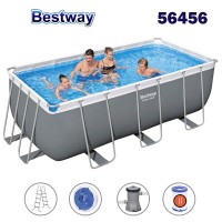 Басейн с мет. конструкция Bestway 56456 Power Steel, 412x201x122см, с филтър, стълба и диспенсър