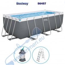 Сглобяем басейн с конструкция Bestway 56457 Steel Pro Max, 732x366x132см, с филтърна помпа, стълба