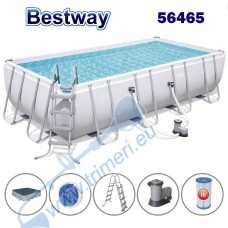 Басейн с конструкция, сглобяем, 549x274x122 см, Bestway 56465 Power Steel, с филтърна помпа, стълба, покривало, дозатор за хлор