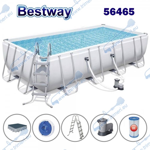 Басейн с конструкция, сглобяем, 549x274x122 см, Bestway 56465 Power Steel, с филтърна помпа, стълба, покривало, дозатор за хлор