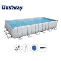 Басейн с мет. конструкция Bestway 56475 Power Steel, 732x366x132см, с филтър, стълба, покривало и диспенсър