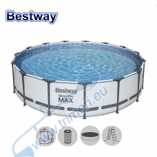 Басейн с мет. конструкция Bestway 56488 Steel Pro с филтър, стълба и покривало, 457x107см