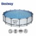 Басейн с мет. конструкция Bestway 56488 Steel Pro с филтър, стълба и покривало, 457x107см