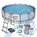 Басейн с мет. конструкция Bestway 56488 Steel Pro с филтър, стълба и покривало, 457x107см