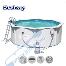 Басейн с твърди стени, Bestway 56574 Hydrium Steel, 360x120см, с монтиран скимер + филтър, стълба и покривало